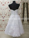Sweetheart White Lace Sashes/Ribbons Lace-up Tea-length Wedding Dresses #PDS00021459