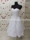Sweetheart White Lace Sashes/Ribbons Lace-up Tea-length Wedding Dresses #PDS00021459