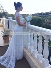 Nicest Trumpet/Mermaid Ivory Lace Cap Straps Off-the-shoulder Wedding Dresses #PDS00021460