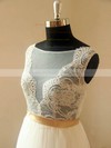 Sweep Train Tulle Scoop Neck Appliques Lace Elegant Ivory Wedding Dresses #PDS00021467