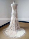 V-neck Champagne Tulle Lace Open Back Ruffles Trumpet/Mermaid Wedding Dress #PDS00021469