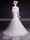 Sweetheart White Tulle with Flower(s) Lace-up Trumpet/Mermaid Wedding Dresses #PDS00021473