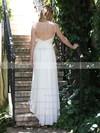 Summer White Chiffon Lace Spaghetti Straps Backless V-neck Wedding Dresses #PDS00021481