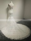 Modest Trumpet/Mermaid Ivory Lace Sequins Lace-up Sweetheart Wedding Dress #PDS00021491