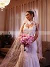 Prettiest Chapel Train Sequins High Neck Ivory Lace Tulle Wedding Dress #PDS00021503