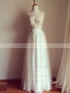 Ivory Chiffon Sweetheart Open Back Appliques Lace A-line Wedding Dresses #PDS00021507