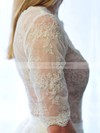 Great Scoop Neck Ivory Chiffon Lace 1/2 Sleeve A-line Wedding Dresses #PDS00021511