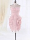 Cute Sweetheart Pleats Short/Mini Pink Chiffon Bridesmaid Dresses #PDS01012135