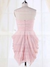 Cute Sweetheart Pleats Short/Mini Pink Chiffon Bridesmaid Dresses #PDS01012135