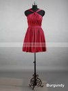 Girls Short/Mini Watermelon Chiffon with Ruffles V-neck Bridesmaid Dresses #PDS01012144