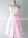 Pink Satin with Bow Knee-length Strapless Online Bridesmaid Dresses #PDS01012217