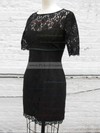 Sheath/Column Elegant Short Sleeve Black Lace Scoop Neck Mother of the Bride Dress #PDS01021318