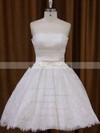 Short/Mini Pink Modest Lace Sashes / Ribbons Strapless Wedding Dresses #PDS00021635