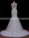 Trumpet/Mermaid Discount Ivory Tulle Appliques Lace Scoop Neck Wedding Dresses #PDS00021638