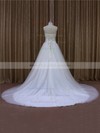 Affordable Ivory Tulle Sashes / Ribbons Chapel Train Sweetheart Wedding Dresses #PDS00021640
