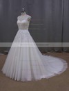 Ball Gown Tulle Appliques Lace Cap Straps Scoop Neck Ivory Wedding Dresses #PDS00021646