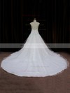 Chapel Train Tulle Appliques Lace Cap Straps Scoop Neck Ivory Wedding Dress #PDS00021664