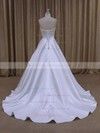 Ivory Sweetheart Satin with Beading Unique Court Train Wedding Dresses #PDS00021686