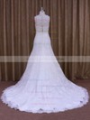 White Court Train Lace Sashes / Ribbons Elegant Scoop Neck Wedding Dresses #PDS00021697