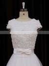 Scoop Neck Ivory Tulle Appliques Lace Cap Straps Princess Wedding Dresses #PDS00021745