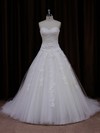Princess Popular Tulle with Appliques Lace Sweetheart White Wedding Dress #PDS00021772