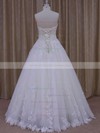 Ball Gown Graceful Tulle Appliques Lace Ivory Floor-length Wedding Dress #PDS00021778