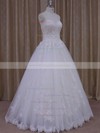Ball Gown Graceful Tulle Appliques Lace Ivory Floor-length Wedding Dress #PDS00021778