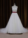 Sweetheart Sashes/Ribbons Lace-up Ball Gown Ivory Tulle Wedding Dress #PDS00021779