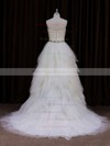 Elegant Sweetheart Tiered Ivory Tulle Court Train Wedding Dress #PDS00021799