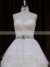 Elegant Sweetheart Tiered Ivory Tulle Court Train Wedding Dress #PDS00021799