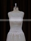 Cheap Scoop Neck Ivory Tulle Appliques Lace Court Train Wedding Dress #PDS00021819