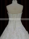 Ball Gown Ivory Tulle Lace-up Court Train Appliques Lace Wedding Dress #PDS00021835