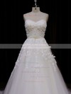 Ivory Tulle Appliques Lace Sweetheart Lace-up Elegant Wedding Dress #PDS00021849