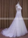 White Tulle Sweetheart Appliques Lace Court Train Popular Wedding Dress #PDS00021857