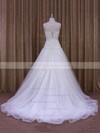 A-line Appliques Lace Ivory Tulle Court Train Online Wedding Dresses #PDS00021859