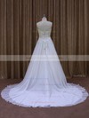 White Chapel Train Chiffon with Sashes/Ribbons Scoop Neck Wedding Dresses #PDS00021871