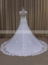 Sweetheart White Lace Tulle Appliques Open Back Trumpet/Mermaid Wedding Dresses #PDS00021895