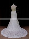 Chapel Train Ivory Lace Beading Trumpet/Mermaid Backless Wedding Dresses #PDS00021926