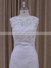 Lace Chiffon Covered Button Ivory Scoop Neck Modest Sheath/Column Wedding Dress #PDS00021942