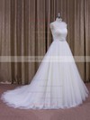 Elegant One Shoulder White Tulle Sashes/Ribbons Ball Gown Wedding Dress #PDS00021956