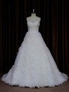 Ivory Sweetheart Ruffles Tulle Court Train New Arrival Wedding Dress #PDS00021989
