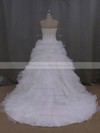 Court Train Ivory Tiered Organza New Arrival Strapless Wedding Dress #PDS00021994