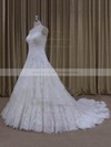 Ivory A-line Tulle Sweetheart Lace-up Appliques Lace Wedding Dress #PDS00022000