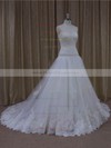 Gorgeous Sweetheart Appliques Lace Court Train White Tulle Wedding Dresses #PDS00022001