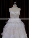 Princess Tulle Cascading Ruffles Ivory Lace-up Sweetheart Wedding Dresses #PDS00022003