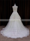 Cheap Scoop Neck Ivory Lace Tulle Beading Princess Wedding Dress #PDS00022004