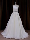 One Shoulder Beading Ivory Organza Sweep Train Fashion Wedding Dress #PDS00022012