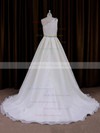 One Shoulder Beading Ivory Organza Sweep Train Fashion Wedding Dress #PDS00022012