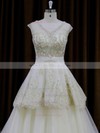 Ivory Tulle Princess Appliques Lace V-neck New Wedding Dresses #PDS00022013