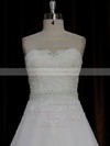 A-line Ivory Tulle Satin Appliques Lace Sweetheart Affordable Wedding Dresses #PDS00022015